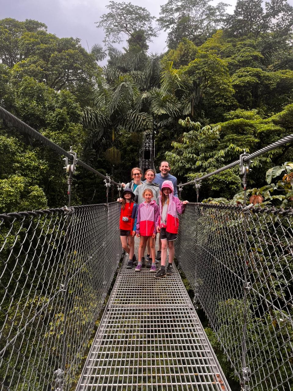 Guests crossing a Mistico hanging bridge in La Fortuna Costa Rica